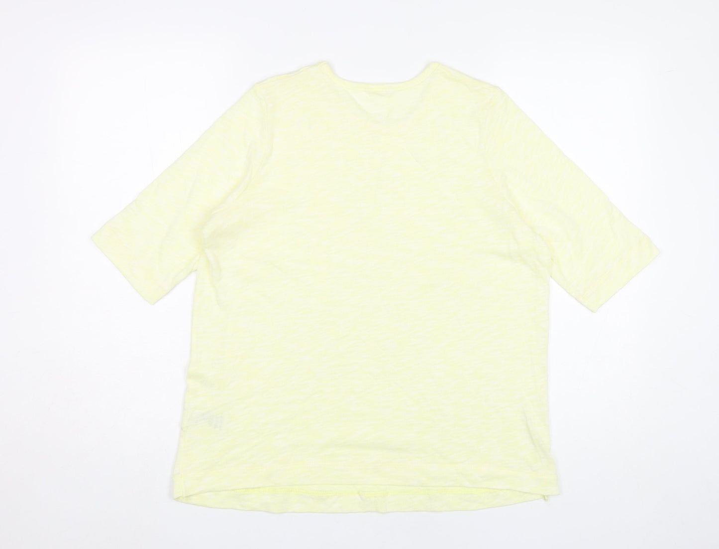 Marks and Spencer Women Yellow Size 16 Cotton Blend 3/4 Sleeve T-Shirt