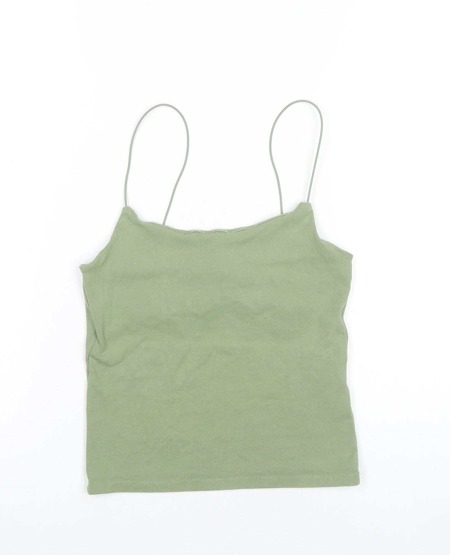 Zara Women Green Tank Top Size 14 Camisole Spaghetti Strap Cotton