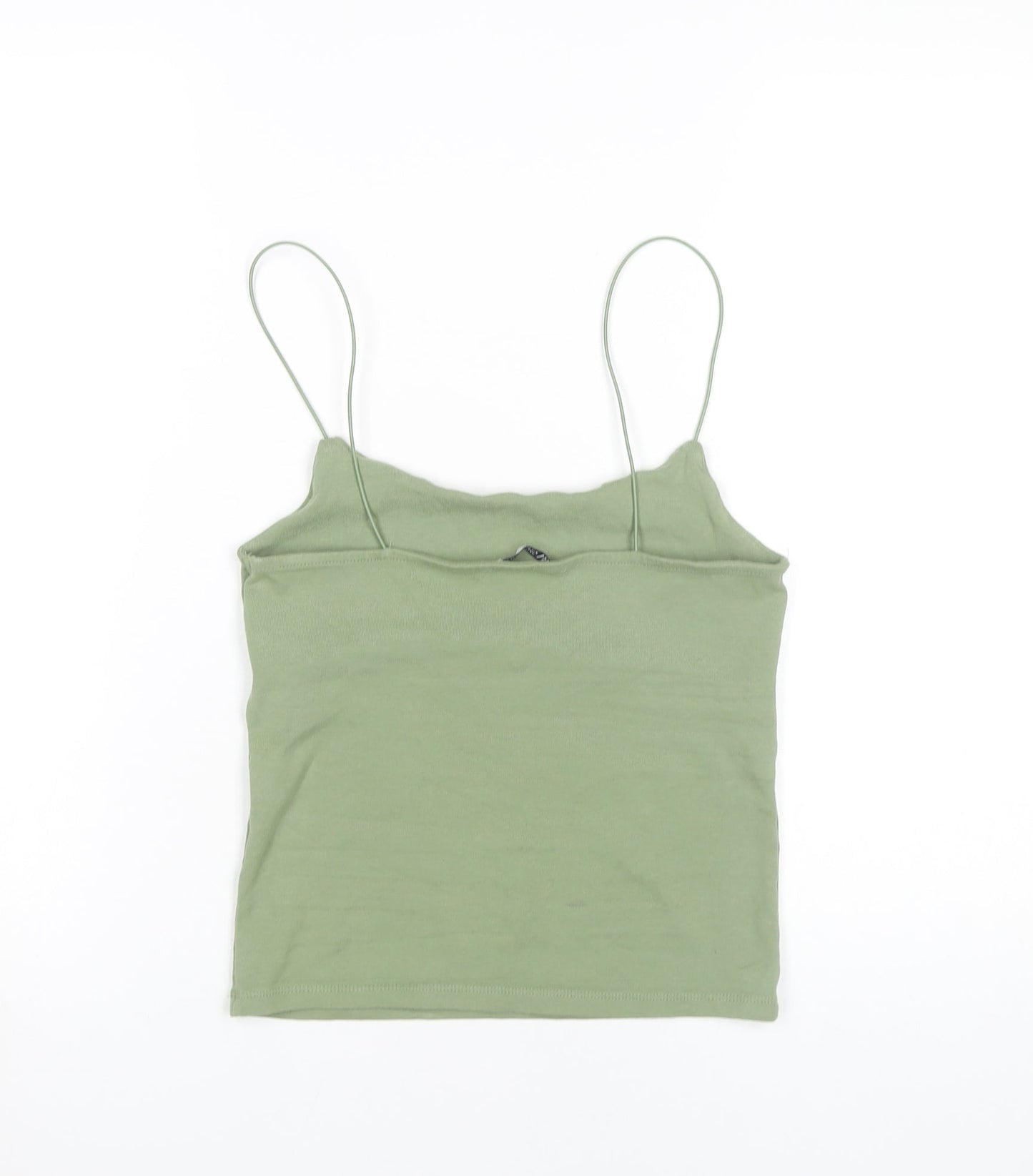 Zara Women Green Tank Top Size 14 Camisole Spaghetti Strap Cotton