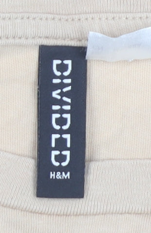 H&M Divided Women’s Beige Cropped T-Shirt Size 8 Embroidered