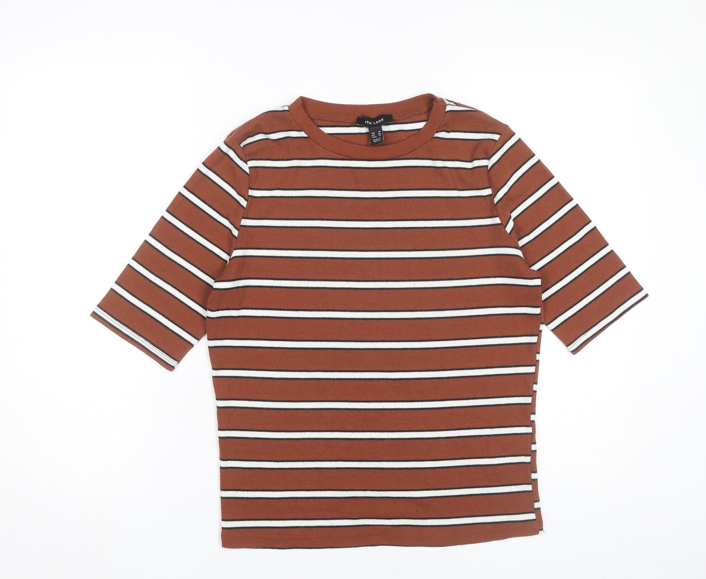 New Look Womens Brown Striped 3/4 Sleeve T-Shirt Size 18