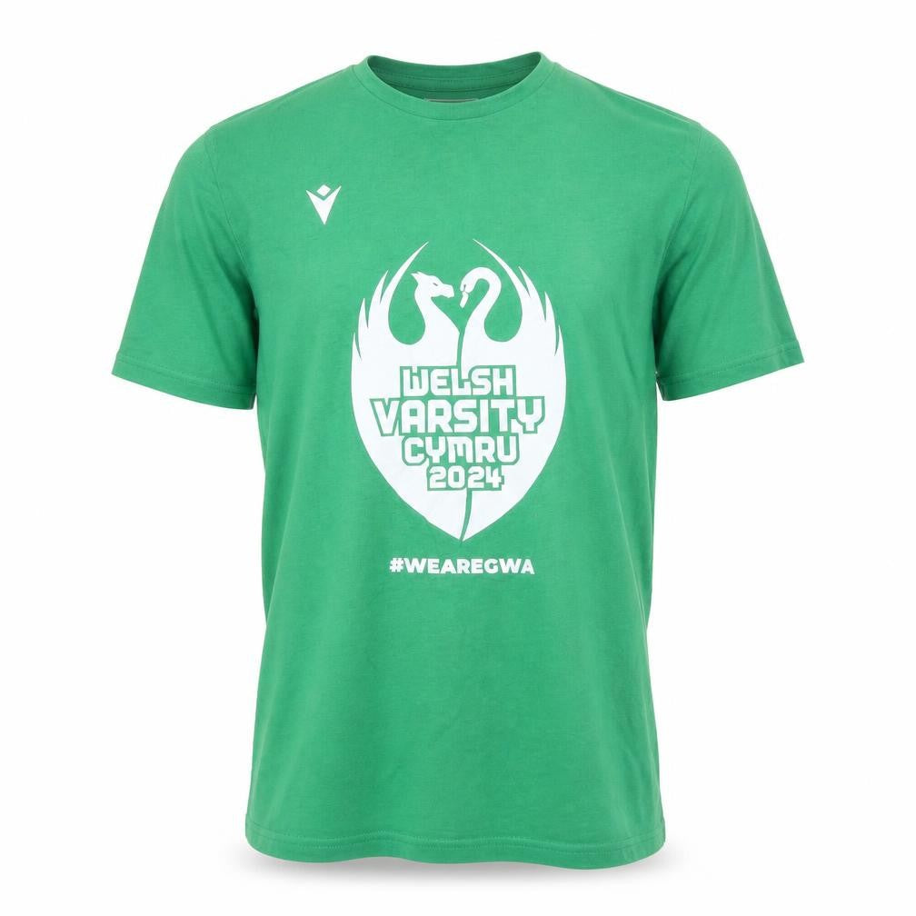 Macron Men's Green Welsh Varsity 2024 Sports Graphic T-Shirt Size S