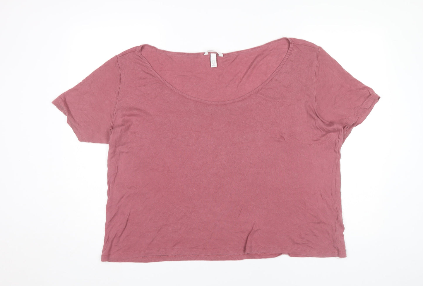 H&M Womens Pink XL Scoop Neck Short Sleeve Basic T-Shirt