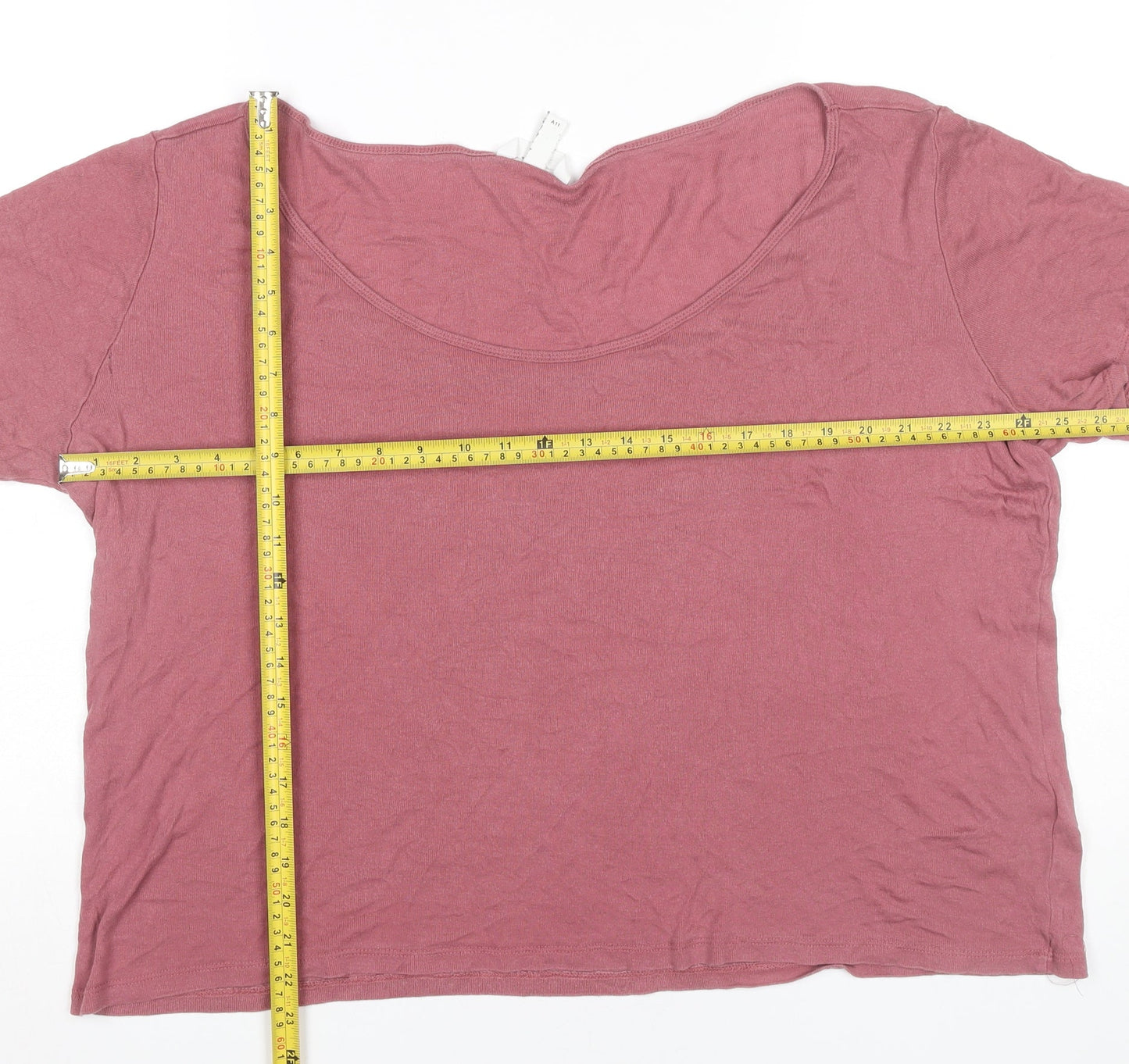 H&M Womens Pink XL Scoop Neck Short Sleeve Basic T-Shirt