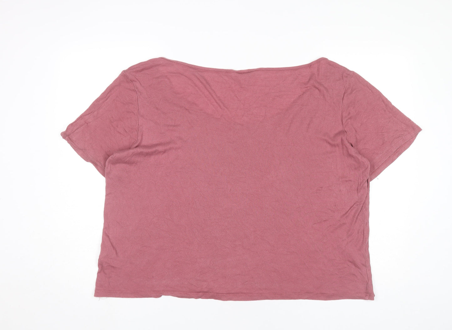 H&M Womens Pink XL Scoop Neck Short Sleeve Basic T-Shirt
