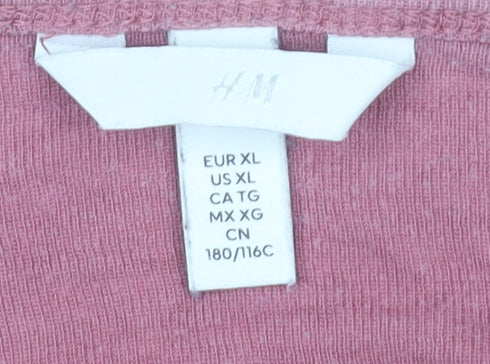 H&M Womens Pink XL Scoop Neck Short Sleeve Basic T-Shirt