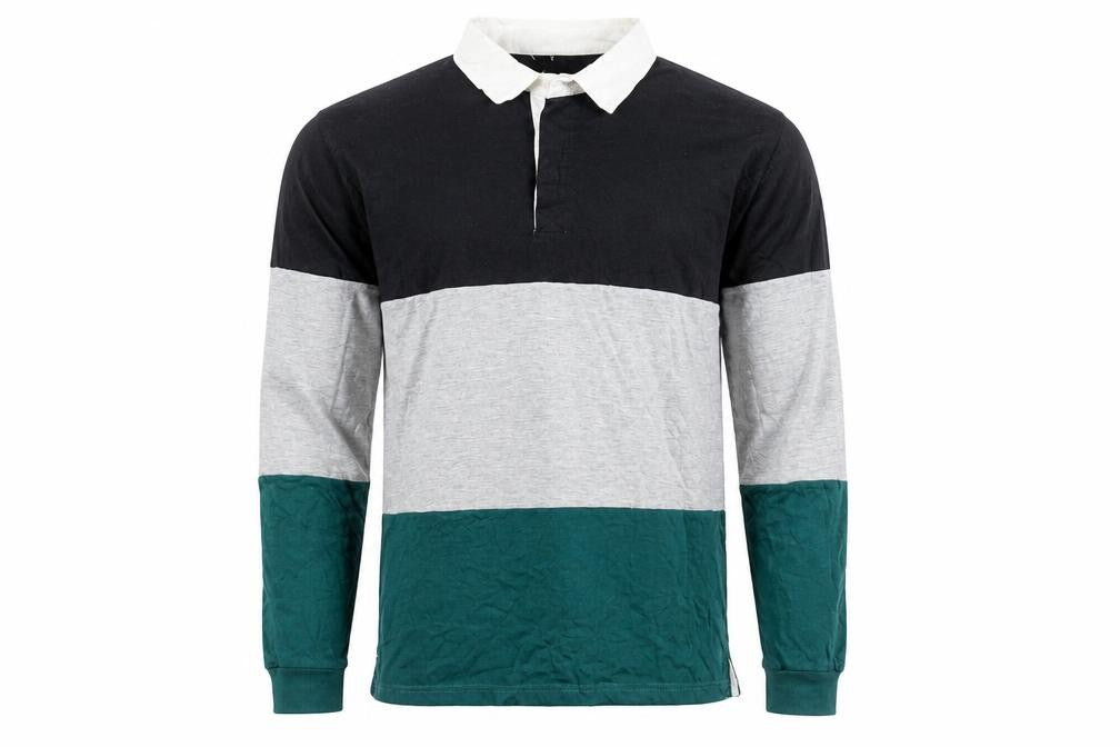 Black Jack Mens Colourblock Long Sleeve Polo Shirt Size L Cotton Blend