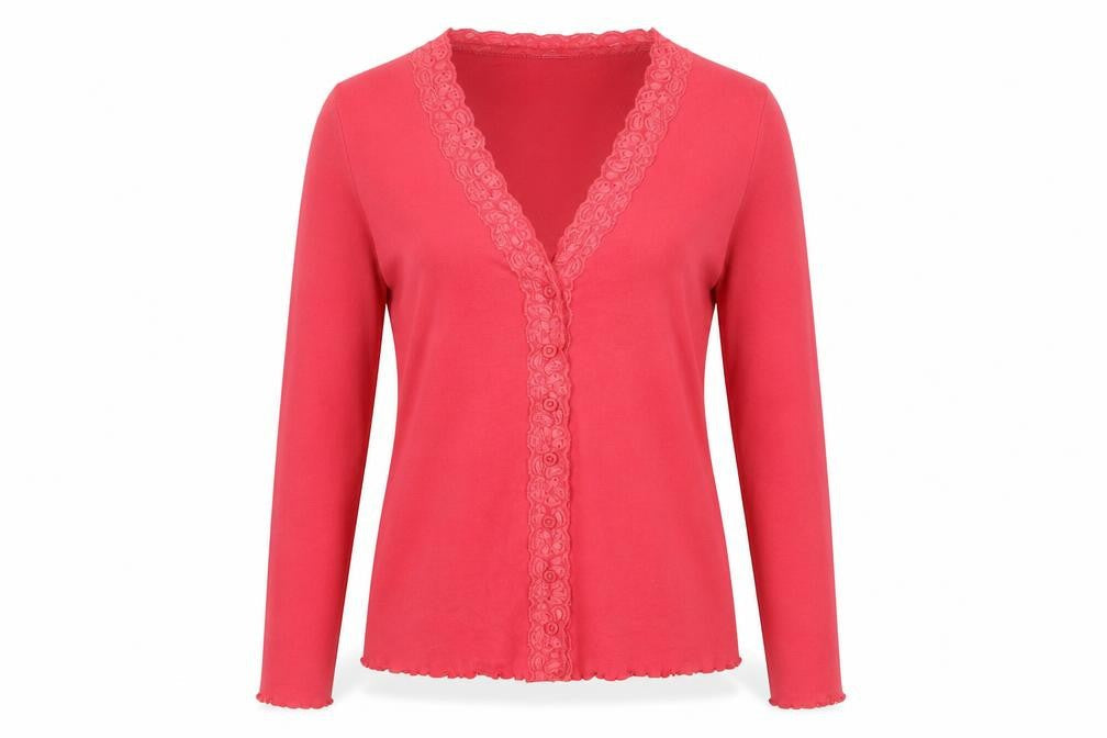 Lavender Hill Women’s Red Wrap Blouse UK 14 Long Sleeve Cotton