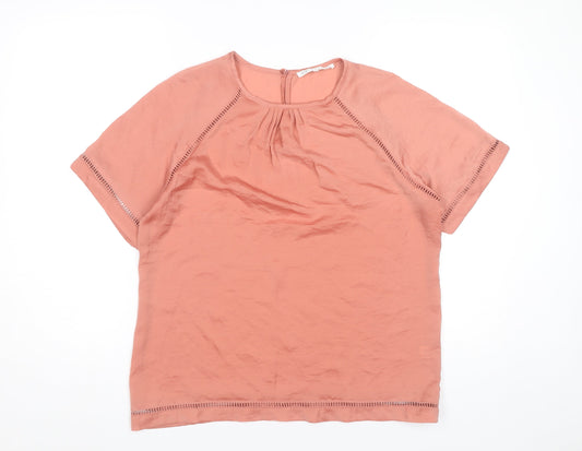 Violet + Claire Womens Pink Blouse Top M Short Sleeve Crew Neck Polyester