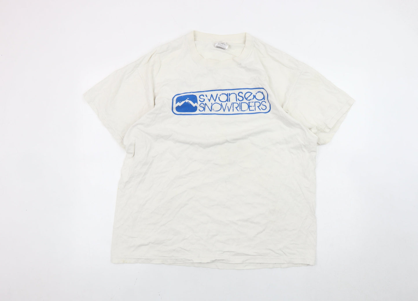 Fruit of the Loom Men's White Swansea Snowriders T-Shirt L Short Sleeve