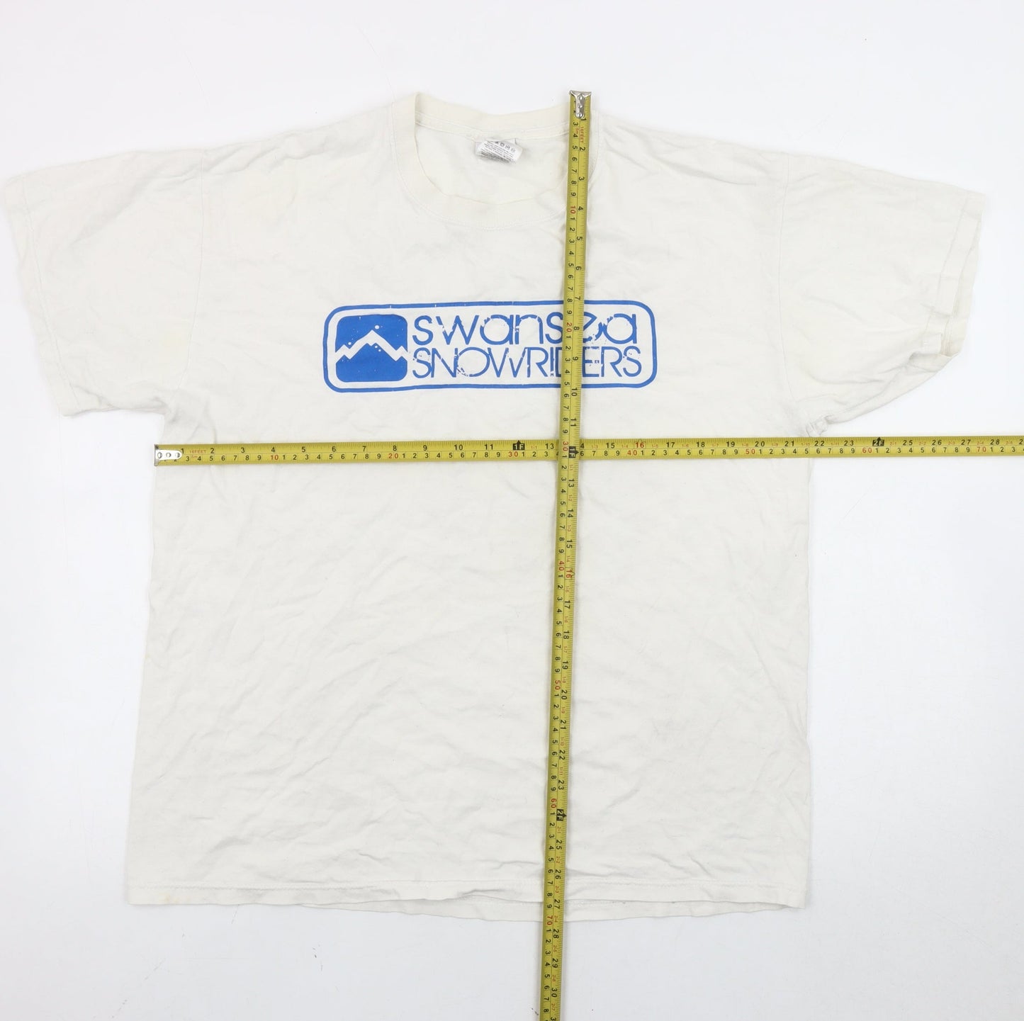 Fruit of the Loom Men's White Swansea Snowriders T-Shirt L Short Sleeve