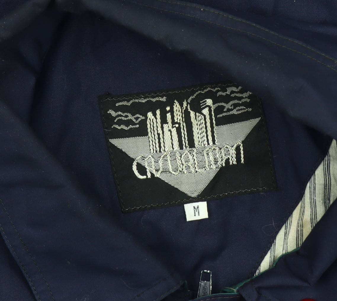 City Dream Men's Blue Green Bomber Jacket Size M Retro 90s Casual