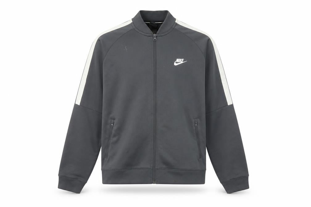 Nike Men Grey Track Jacket L Full Zip Polyester Sportswear
