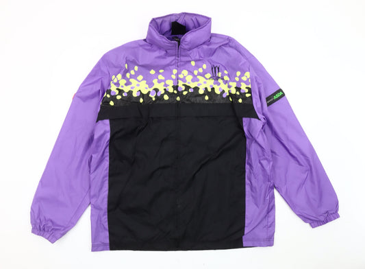 George Mens Purple Black Windbreaker Jacket L Manchester 2002 Retro Sports