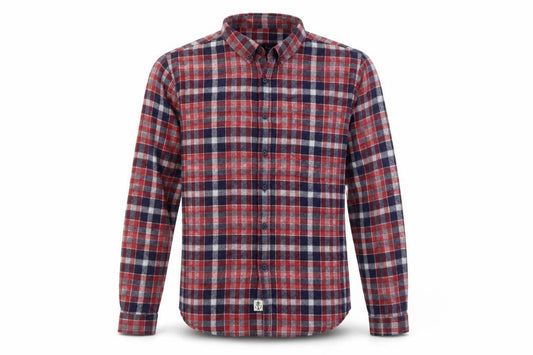 Shore Leave Mens Red Blue Check Flannel Shirt Size L Long Sleeve