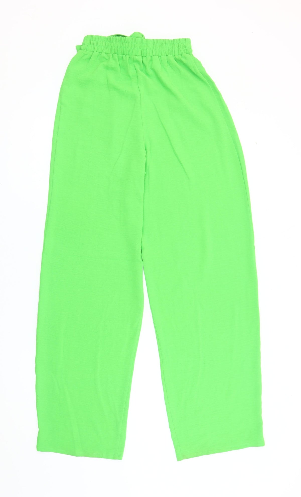 Zara Women Green Paperbag Wide-Leg Trousers Size S