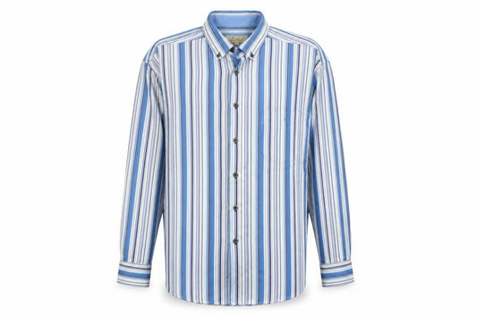 Daniel Grahame Drifter Mens Blue Striped Long Sleeve Cotton Shirt L 44in