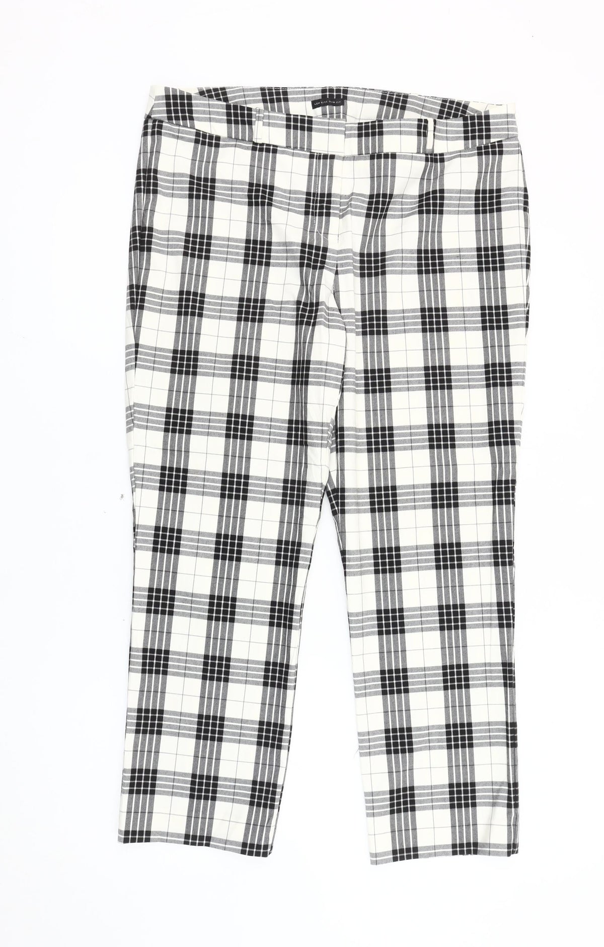 Worthington Womens Black White Plaid Slim Fit Chino Trousers Size 14