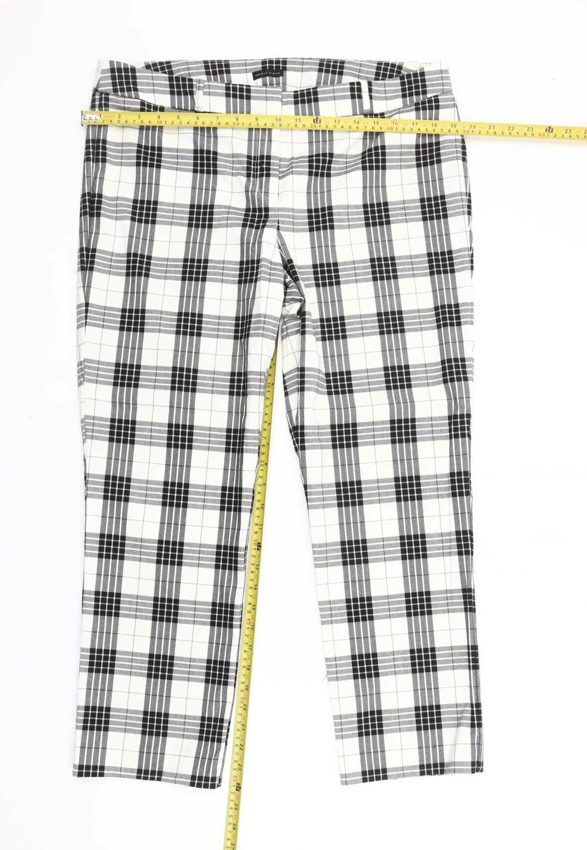 Worthington Womens Black White Plaid Slim Fit Chino Trousers Size 14
