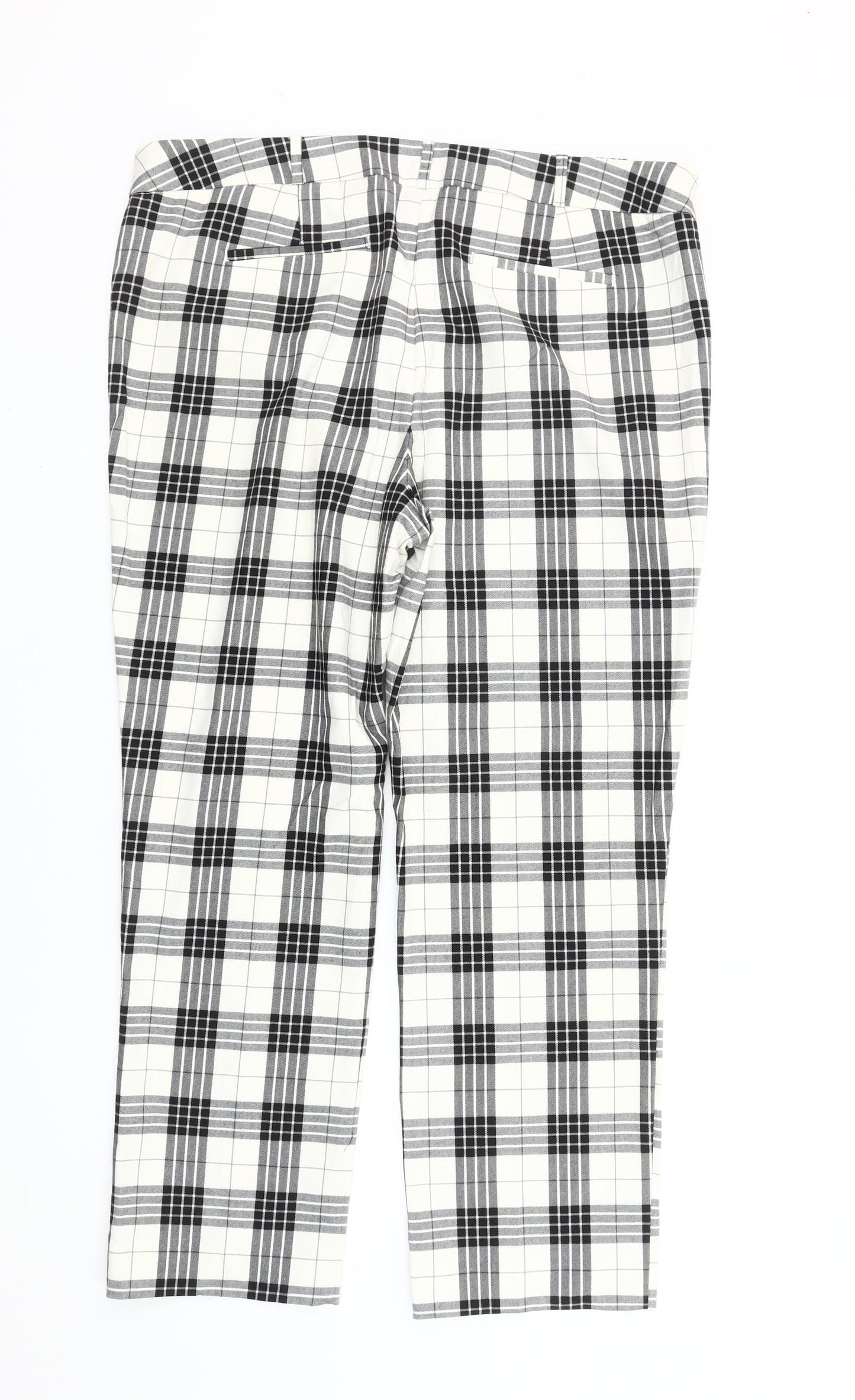 Worthington Womens Black White Plaid Slim Fit Chino Trousers Size 14