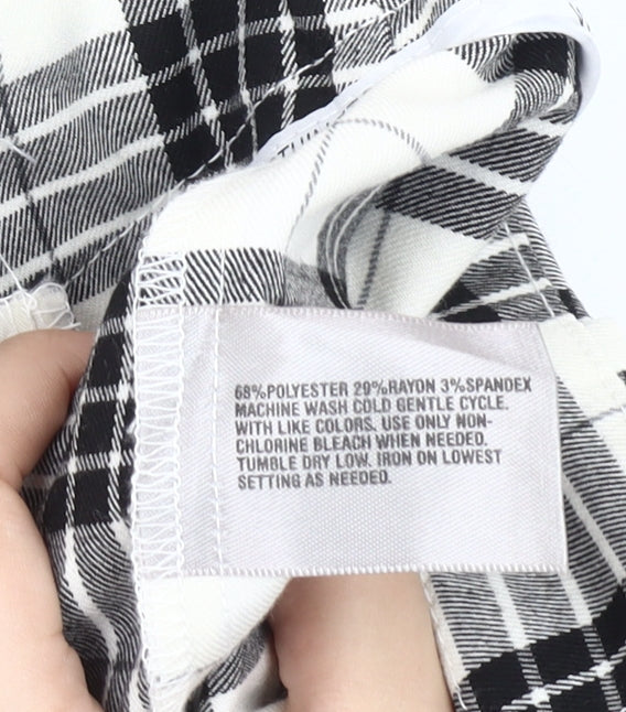 Worthington Womens Black White Plaid Slim Fit Chino Trousers Size 14