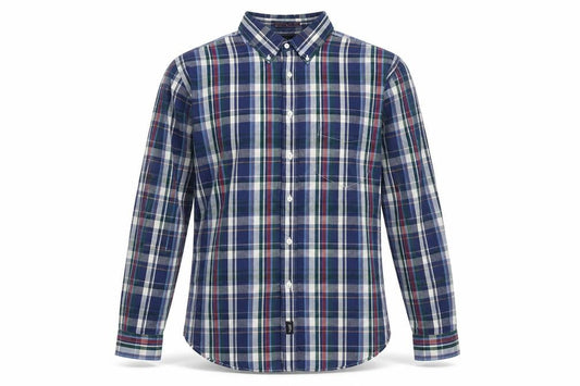 Dockers Men Blue Plaid Cotton Button-Up Shirt L Long Sleeve