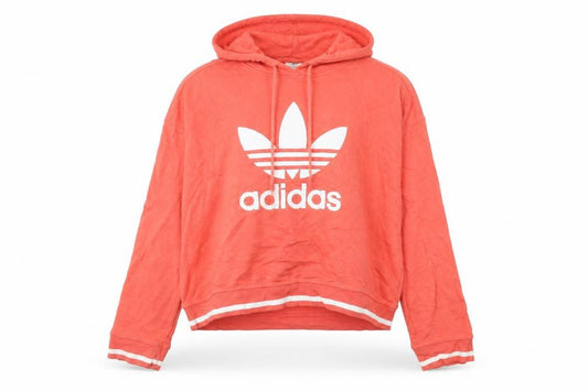 Adidas Womens Orange Pullover Hoodie Size 12 Logo Sportswear
