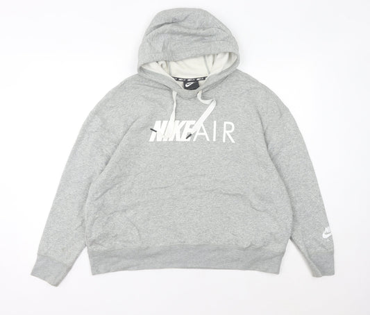 Nike Women’s Grey Hoodie UK 10 Pullover Relaxed Fit Logo Hoodie