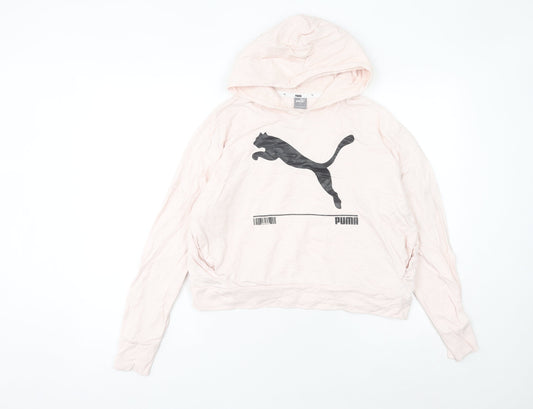 Puma Womens Pink Hoodie UK 10 Pullover Logo Sportswear