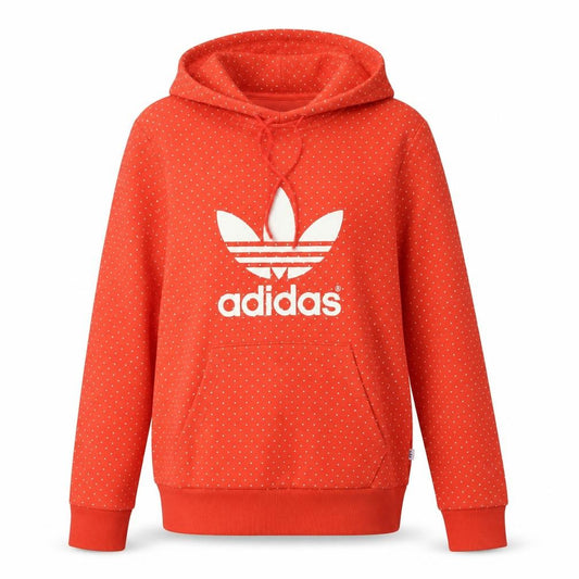 Adidas Womens Red Polka Dot Hoodie UK 10 Cotton Blend Sweatshirt