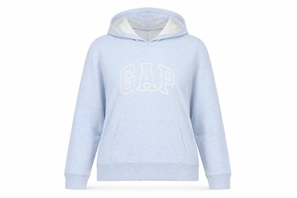 Gap Women’s Blue Pullover Hoodie L Logo Cotton Blend Casual