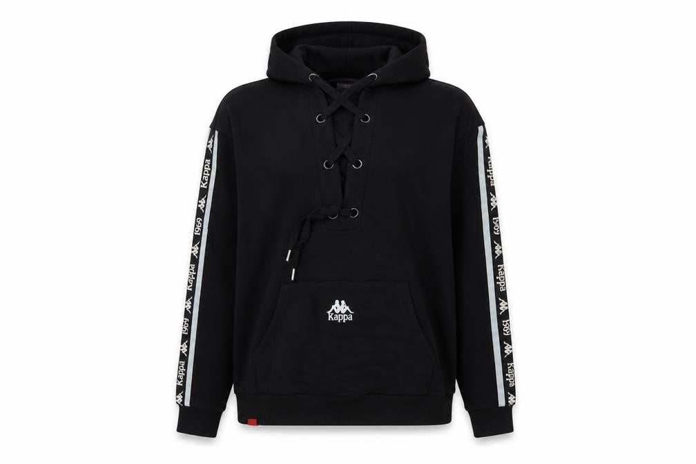 Kappa Womens Black Hoodie Size 10 Lace Up Logo Sportswear