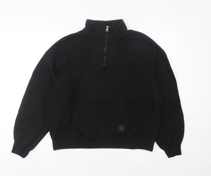Additional front view of Jordan women’s black, size UK 6, pullover 1/2 zip sweatshirt