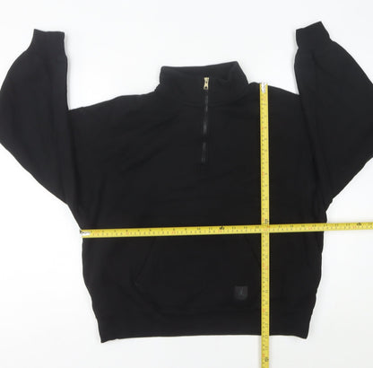Back view of Jordan women’s black, size UK 6, pullover 1/2 zip sweatshirt