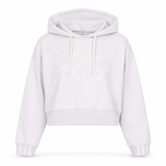 Adidas Womens Lilac Cropped Hoodie Sweatshirt UK 8 Cotton Blend