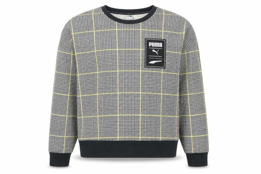 Puma Womens Multicoloured Check Sweatshirt Size 12 Long Sleeve Crew Neck