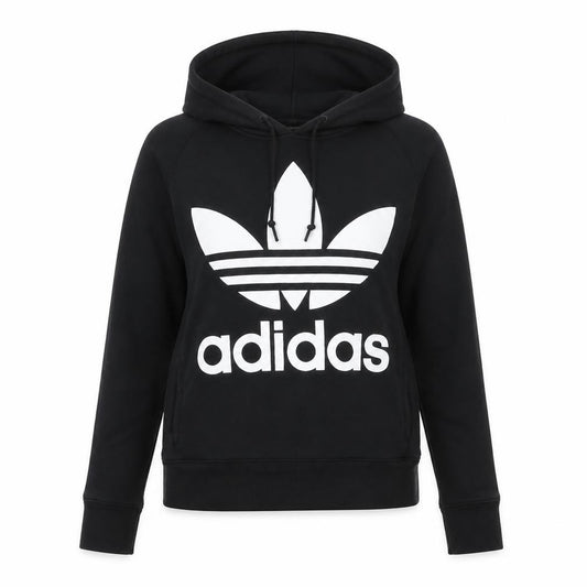 Adidas Women’s Black Trefoil Pullover Hoodie Size 10 Regular Fit
