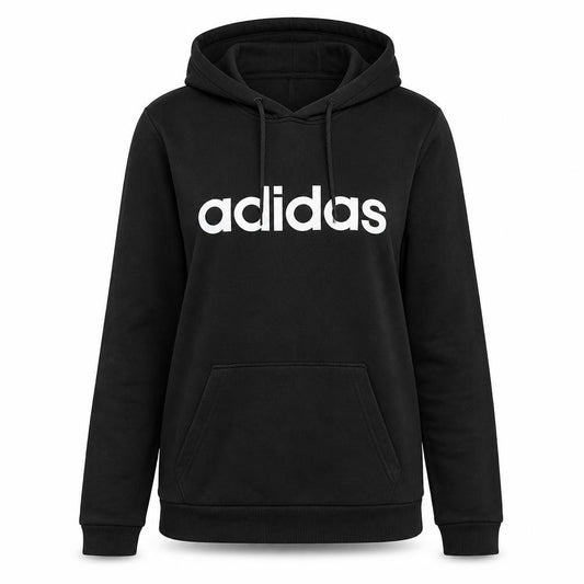 Adidas Womens Black Hoodie Size 8 Pullover Logo Cotton Blend