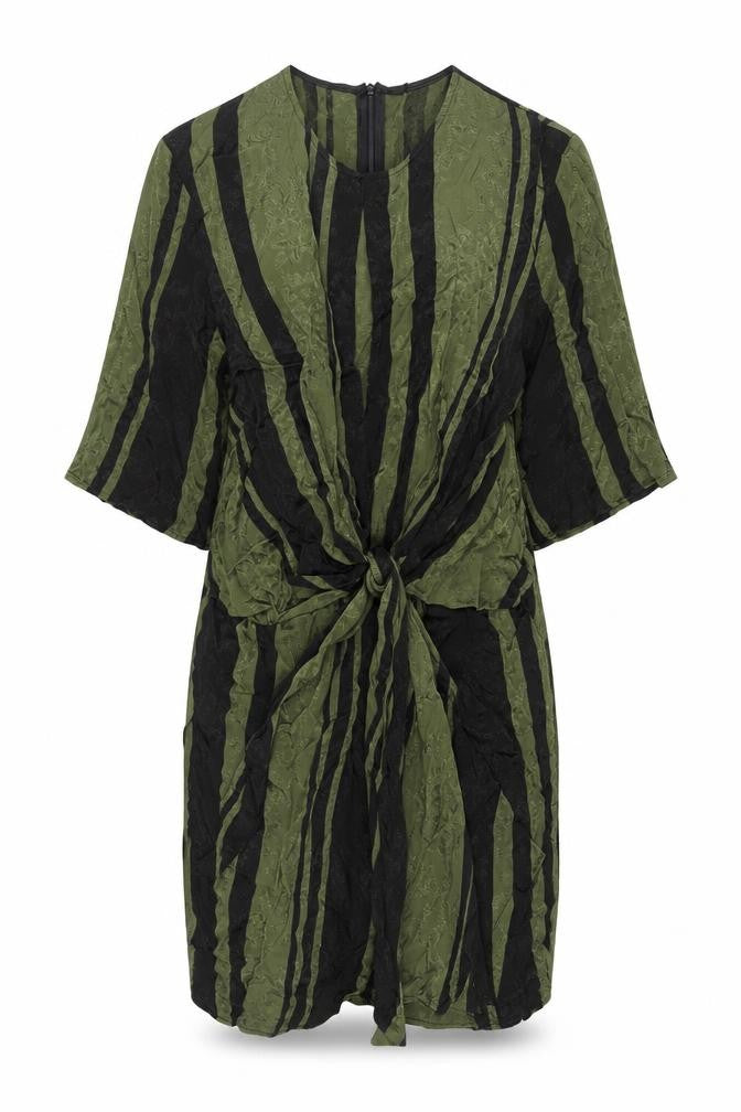 Zara Woman Green Black Striped Sheath Dress Size 10 Women 3/4 Sleeve