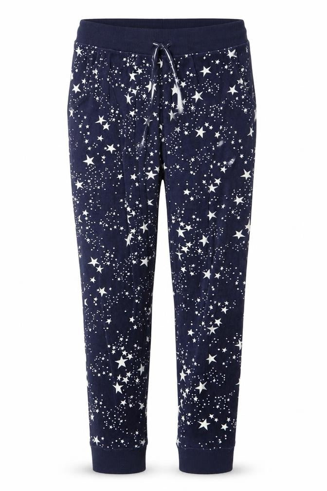 Jane and Bleecker Womens Blue Star Print Velour Pyjama Pants Size S