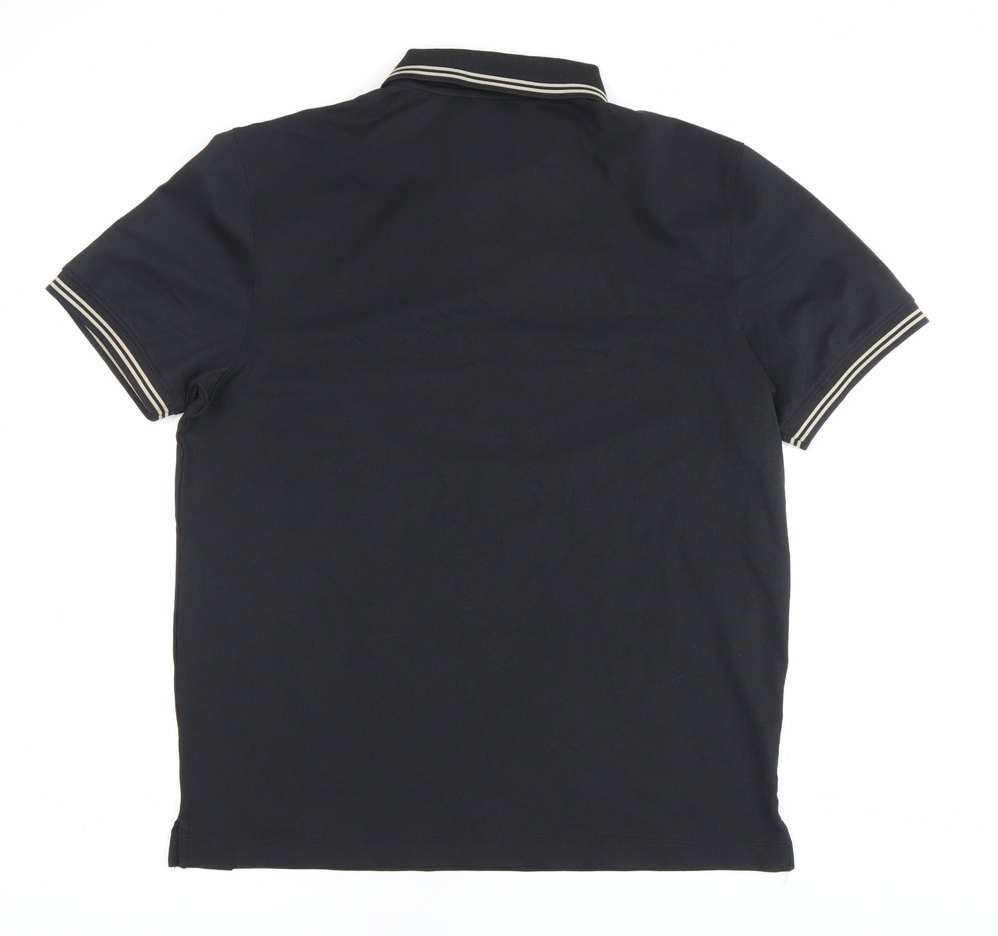 Kenneth Cole Mens Black Polo Shirt Medium Regular Fit Cotton Blend
