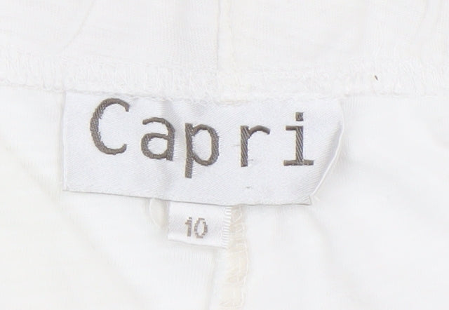 Capri Womens White Cotton Capri Trousers Size 10 Regular