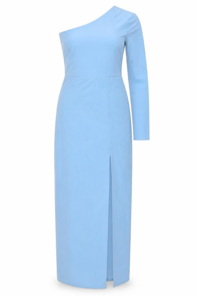 Vesper Womens Blue One Shoulder Bodycon Long Dress Size 10