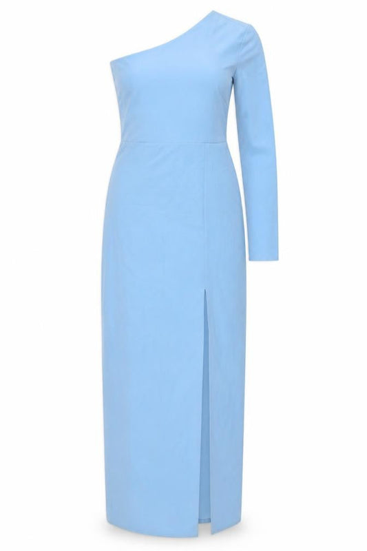 Vesper Womens Blue One Shoulder Bodycon Long Dress Size 10