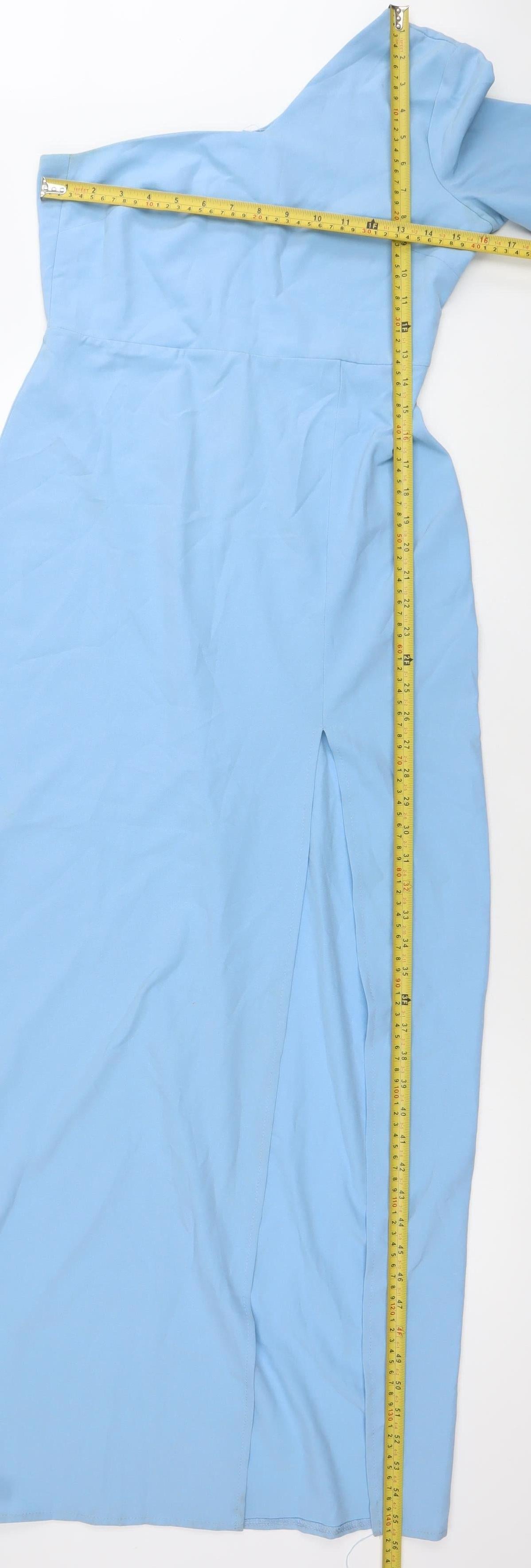 Vesper Womens Blue One Shoulder Bodycon Long Dress Size 10