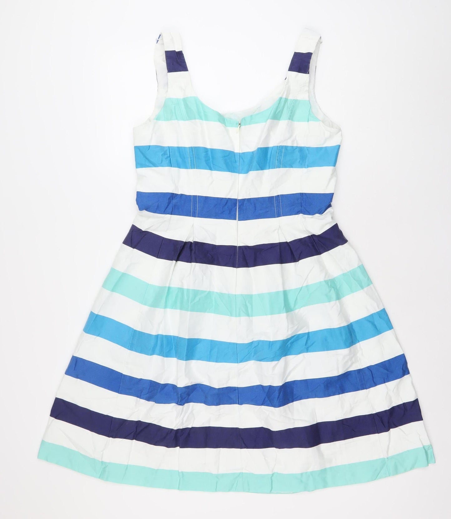 Nine West Women’s Blue Green White Striped Fit & Flare Dress Size 12