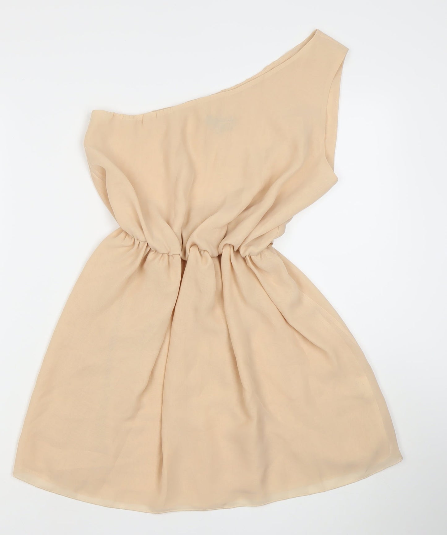 LOVE Women’s Beige One Shoulder Ruched Short Dress S/M