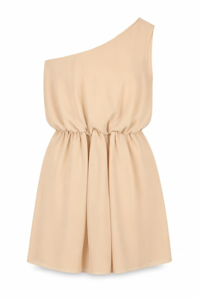 LOVE Women’s Beige One Shoulder Ruched Short Dress S/M