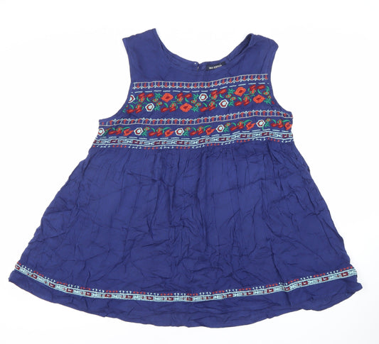 Max Edition Women’s Blue Bohemian Embroidered Tunic Blouse S