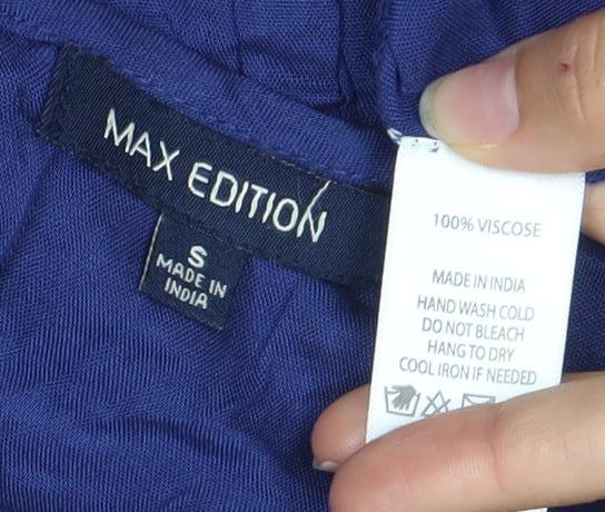 Max Edition Women’s Blue Bohemian Embroidered Tunic Blouse S